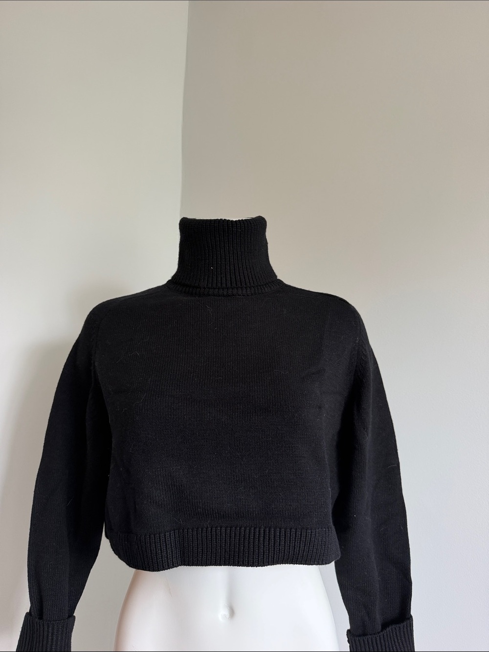 Zara Black Cropped Turtleneck Sweater